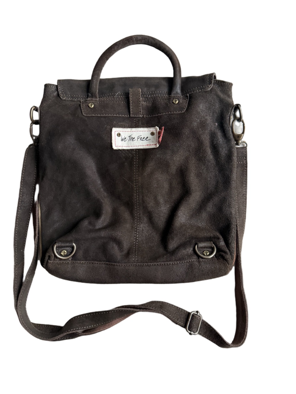 WE THE FREE FREE PEOPLE PARIS CONVERTIBLE LEATHER BACKPACK — SUEDE COLORBLOCK - Picture 4 of 8